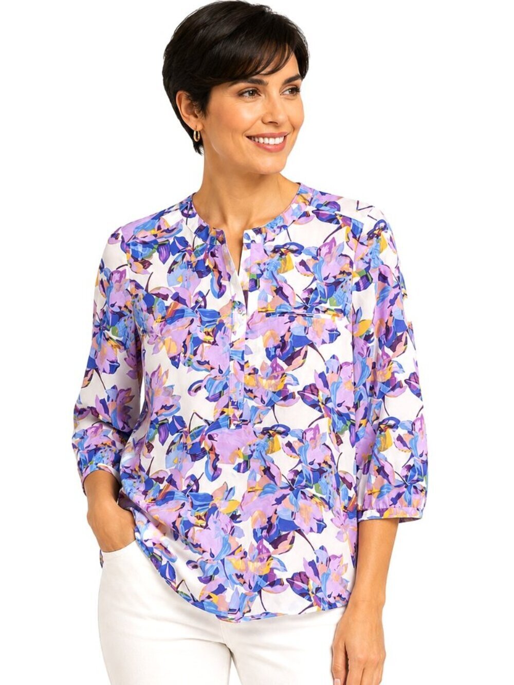 NYDJ Multicolor Pastel Floral Tunic Top